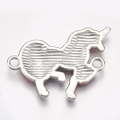 印刷された合金リンクコネクター  エナメル  ユニコーン  プラチナ  ミックスカラー  21x24.5x2mm  穴：2mm&nbsp;PALLOY-S118-13