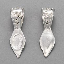 真鍮製の接着剤付きフラットパッドベイル、ペンダント作り用  銀色のメッキ  25x8x7mm  穴：9x5mm&nbsp;KK-E650-14S