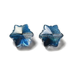 透明ガラスビーズ  クリスマススノーフレーク  プルシアンブルー  11.5x10.5x7.5mm  穴：1mm&nbsp;GLAA-B007-01B