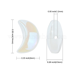100個の手作りランプワークビーズ  ムーン  ホワイト  9x14x6.5mm  穴：1.2mm&nbsp;LAMP-CJ0001-84
