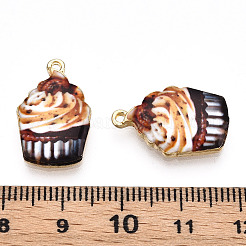 プリント合金ペンダント  ライトグロッド  食品形状  カップケーキチャーム  ライトカーキ  20x13x2.5mm  穴：1.4mm&nbsp;ENAM-N056-202B