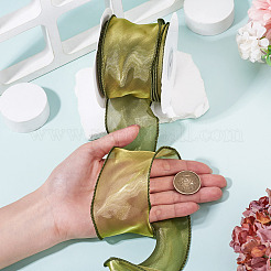 ポリエステルメッシュリボン  ちょう結び作り用のクラフト装飾リボン  花束の装飾  ギフト包装  オリーブ  2-3/8インチ（60mm）  約10.94ヤード（10m）/ロール&nbsp;SRIB-TAC0002-29A-02