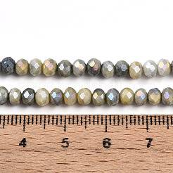 グラデーション染めガラスビーズ連売り  ロンデル  グレー  4x3~4mm  穴：0.8~1mm  約105~110個/連  38~39cm&nbsp;GLAA-C023-02-C11-A
