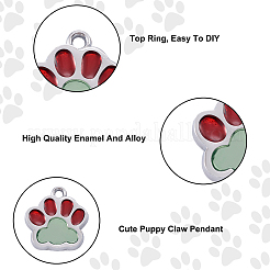 合金エナメルチャーム  ツートン  犬の足跡  プラチナ  アクアマリン  17.7x16.6x2mm  穴：2mm&nbsp;ENAM-TAC0001-06E