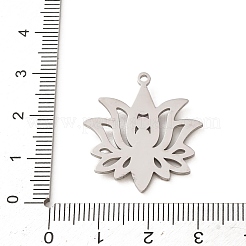 チャクラ 304ステンレススチール ラインストーンペンダント  蓮のチャーム  ステンレス鋼色  26.5x25x3mm  穴：1.5mm&nbsp;RB-CBA27F2-01P