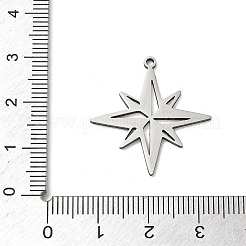 ステンレスペンダント201個  スターのチャーム  切り取る  ステンレス鋼色  26x25x1mm  穴：1.5mm&nbsp;SA-CBA0460-08P
