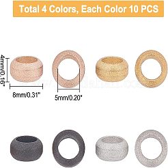 40個4色304ステンレススチールビッグホールビーズ  テクスチャ  ロンデル  ミックスカラー  8x4mm  穴：5mm  10個/カラー&nbsp;STAS-UN0028-34