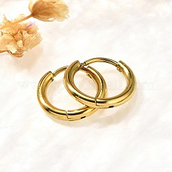 女性用304ステンレスフープピアス  イオンプレーティング（ip）  14KGP本金メッキ  11x1.5mm&nbsp;EJEW-M068-15K-G