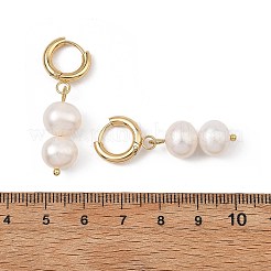 天然養殖淡水パールビーズのドロップフープピアス  ラウンド  ゴールドカラー  38mm&nbsp;EJEW-JE07253