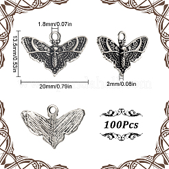 合金のチベット風チャーム  カドミウムフリー＆鉛フリー  蝶のチャーム  アンティークシルバー  13.5x20x2mm  穴：1.8mm  100個/箱&nbsp;FIND-SC0004-61