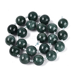 天然翡翠（ミャンマー産）ビーズの連  スムーズなラウンド  シードビーズで  13~14mm  穴：1.2~1.5mm  約21個/連  15.16インチ（38.5cm）&nbsp;G-N353-07E-01-01