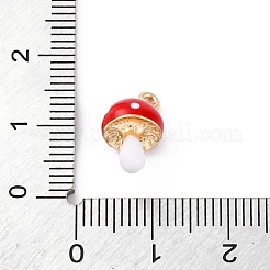 合金エナメルチャーム  ゴールドカラー  キノコ  14.5x8.5x7.5mm  穴：1.4mm&nbsp;X-ENAM-E362-05A