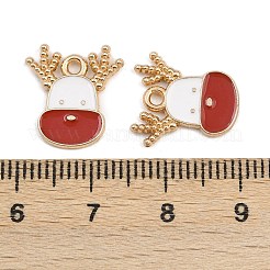 クリスマステーマ合金エナメルペンダント  カドミウムフリー＆鉛フリー  ライトゴールド  鹿  14.5x13.5x1.5mm  穴：1.5mm&nbsp;FIND-I065-02H-KCG