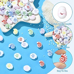 80 個 2 スタイル不透明なアクリル ビーズ  クラフトビーズ  巻貝の形と魚  ミックスカラー  15~16.5x12.5~14x5.5~9mm  穴：2.2~2.5mm  40個/スタイル&nbsp;SACR-YW0002-18