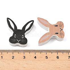 イースタープリントの木製ビーズ  兎  ミックスカラー  24x25x7.5~8mm  穴：2.5~3mm&nbsp;WOOD-G026-01A