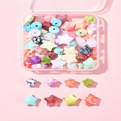 60個 2スタイル 不透明天然石風アクリルビーズ  スター  ミックスカラー  11~14.5x10.5~14.5x7~9.5mm  穴：1.8~2mm  30個/スタイル&nbsp;OACR-FS0001-85
