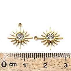 イオンプレーティング（IP）304ステンレススチールチャーム  ガラスと  太陽のチャーム  18KGP本金メッキ  14.5x13x3mm  穴：1.2mm&nbsp;STAS-Q254-30G