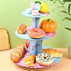 3段紙ケーキディスプレイスタンド  赤ちゃんの性別お披露目パーティーの記念品  ショッキングピンク  299x305mm  1セット&nbsp;AJEW-CJ0001-52