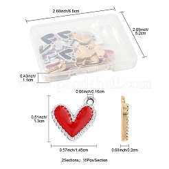 32本2色ラックメッキ合金エナメルチャーム  ハートチャーム  ミックスカラー  14.5x13x2mm  穴：1.6mm  16個/カラー&nbsp;ENAM-FS0002-12