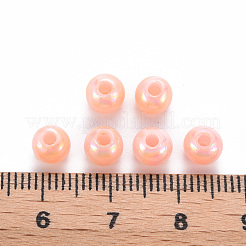不透明なアクリルビーズ  ABカラーメッキ  ラウンド  ライトサーモン  6x5mm  穴：1.8mm  約4400個/500g&nbsp;MACR-S370-D6mm-A12