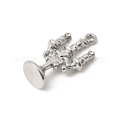 合金ラインストーンペンダント  ローソク足型のチャーム  プラチナ  22.5x12.5x8mm  穴：1.5mm&nbsp;FIND-B060-04P