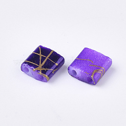 2ホールガラスシードビーズ  アンティークスタイル  正方形  青紫色  5x4.5~5.5x2~2.5mm  穴：0.5~0.8mm&nbsp;SEED-S023-26C-10