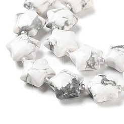 天然石ハウライトビーズ連売り  シードビーズで  膨らんだ星  14~15.5x15~16x6.5~7mm  穴：1mm  約24~25個/連  15.55''~15.95''（39.5~40.5センチメートル）&nbsp;G-NH0005-006