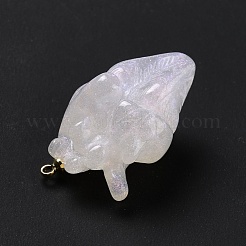 樹脂チャーム  真鍮のパーツと  ハート  ホワイト  33x21x15mm  穴：1.4mm&nbsp;RESI-E018-01G