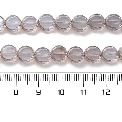 電気メッキガラスビーズセット  フラットラウンド  パール光沢メッキ  多面カット  ロージーブラウン  8x5mm  穴：1.4mm  約79個/連  23.31インチ（59.2cm）&nbsp;EGLA-C010-01A-PL04