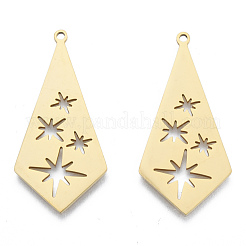 ステンレスペンダント201個  星付き凧チャーム  18KGP本金メッキ  38.5x18.5x1mm  穴：1.5mm&nbsp;STAS-N090-LA956-2