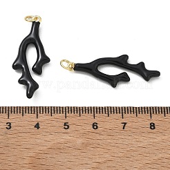 真鍮製エナメルペンダント  珊瑚のチャーム  ラックめっき  長持ちメッキ  鉛フリー＆カドミウムフリー  18KGP本金メッキ  ミックスカラー  33.5x13.5x3mm  穴：3.5mm&nbsp;KK-CBAD360-14G