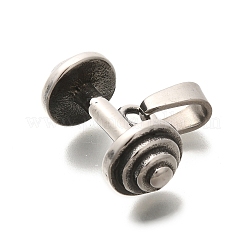 304ステンレスペンダント  バーベルチャーム  アンティークシルバー  14x33x7.5mm  穴：10x5.5mm&nbsp;STAS-Z110-27AS