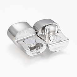 変色しにくい304ステンレススチール製マグネット留め具  長方形  ステンレス鋼色  27x13x9mm  穴：7x11mm&nbsp;X-STAS-F130-18P