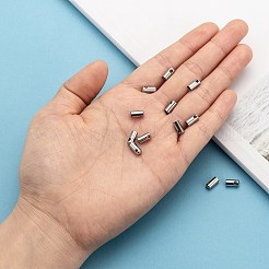 変色しにくい304ステンレススチールコードエンド  チューブ  ステンレス鋼色  8x4mm&nbsp;X-STAS-E033-1