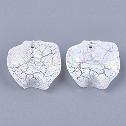 アクリルパーツ  クラックル＆abカラー  花びら  乳白色  26.5~27x24.5~25x12.5mm  穴：1.5mm&nbsp;CACR-Q034-02A