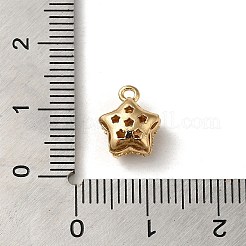 真鍮製マイクロパヴェキュービックジルコニアペンダント  ニッケルフリー  スターのチャーム  ゴールドカラー  11x8.5x6mm  穴：1.4mm&nbsp;KK-F865-19G