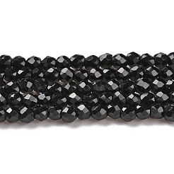 透明ガラスビーズ連売り  多面カットラウンド  ブラック  2mm  穴：0.8mm  約160~178個/連  13.58 ~14.17インチ（34.5~36cm）&nbsp;GLAA-H021-04-22