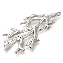 変色防止304ステンレススチール製ビッグペンダント  枝チャーム  ステンレス鋼色  46x22x2mm  穴：2mm&nbsp;STAS-I310-02P
