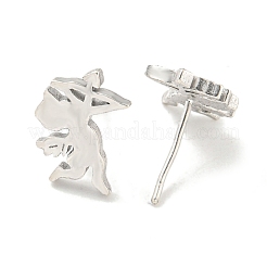 ラックメッキキューピッドエンジェル真鍮スタッドピアス（女性用）  鉛フリー＆カドミウムフリー  長持ちメッキ  マットシルバーカラー  12x10mm&nbsp;EJEW-Z048-05P
