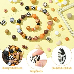 DIY ヒョウ柄ビーズペンビーズキット  亜鉛合金のロブスタークロウ留め金、フェイクスエードのタッセルペンダント装飾、シリコンビーズを含む  ミックスカラー  12~35x6.5~23mm  穴：2~2.5mm  141個/セット&nbsp;DIY-CJ0002-65