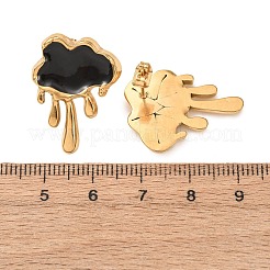 バレンタインデー 304ステンレススチールスタッドピアス  エナメル  ゴールドカラー  雲  24.5x19mm&nbsp;EJEW-D357-01A-G