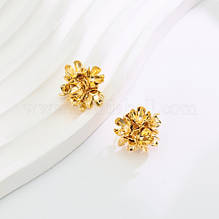 真鍮の花のスタッドピアス  18KGP本金メッキ  16x16mm&nbsp;IF6641-1