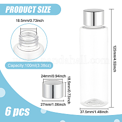 ペット用詰め替えローションボトル  プラスチックプラグ付き  銀  3.75x12.5cm  容量：100ml（3.38fl.oz）&nbsp;MRMJ-WH0070-83B