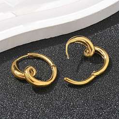 304ステンレススチールスタッドピアス  不規則な歪み  18KGP本金メッキ  21x23mm&nbsp;EJEW-M069-03G