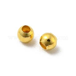 光沢のある真鍮の丸いスペーサービーズ  ゴールドカラー  1.8mm  穴：0.9mm&nbsp;KK-WH0055-01G