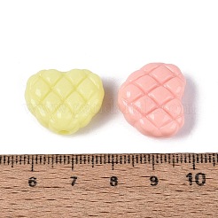 不透明なプラスチックビーズ  グリッド模様を持つ心  ミックスカラー  17x20x9mm  穴：2.8mm  約270個/500g&nbsp;KY-N025-21