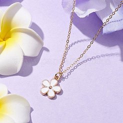 女性用合金エナメルペンダントネックレス  花  ゴールドカラー  15.55インチ（39.5cm）&nbsp;NJEW-JN04806