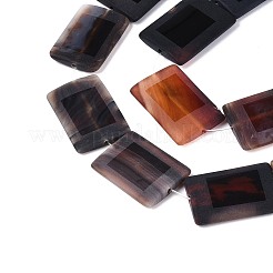 染め加工天然石瑪瑙ビーズ連売り  長方形  チョコレート色  艶消し  30~37x20~26x4~9mm  穴：1~1.6mm  約11個/連  13.39~15.51''（34~39.4センチメートル）&nbsp;G-T144-25B-03