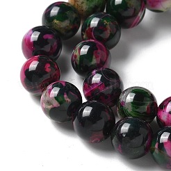 天然石瑪瑙ビーズ連売り  染め＆加熱  ラウンド  ブラック  10~10.5mm  穴：0.7mm  約38個/連  14.76''（37.5センチメートル）&nbsp;G-NH0001-G12-01