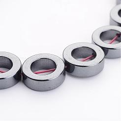 磁気無し合成ヘマタイトビーズ  グレードAA  ドーナツ  ブラック  12x4mm  穴：1mm  約33個/連  16インチ  6.7~7.2mm内径&nbsp;X-G-A032-1